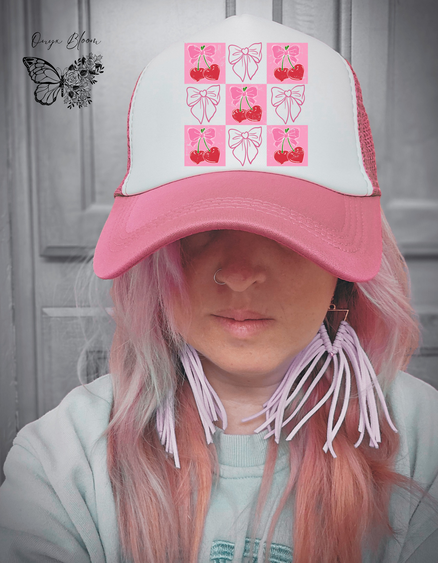 Cherry's & Bows Pink Trucker Hat