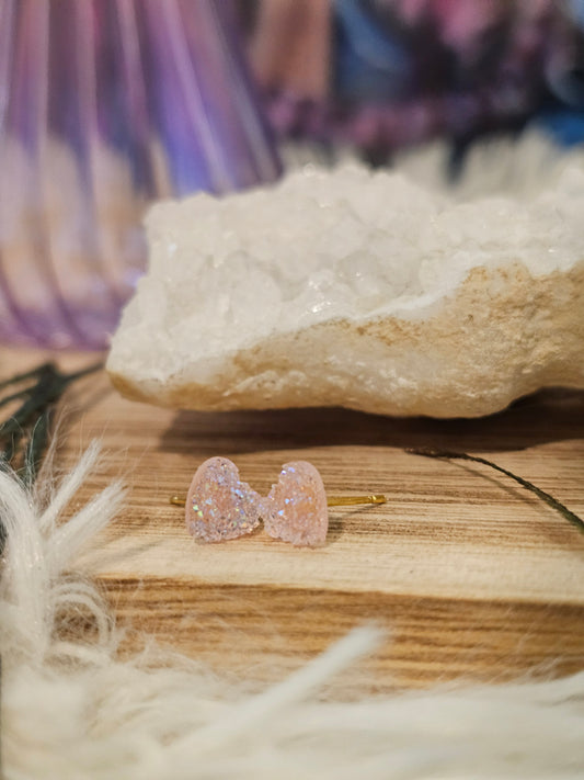 Pinky Heart Mica Stud Earrings