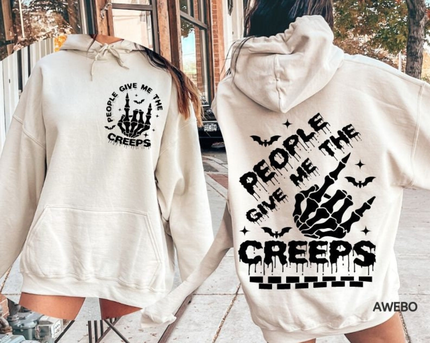 People give me the creeps hooded sweetshirt.