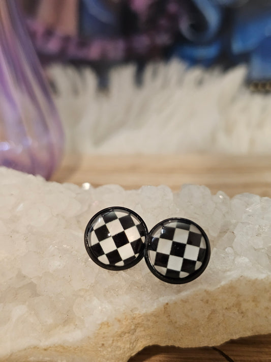 Checkered Stud Earrings