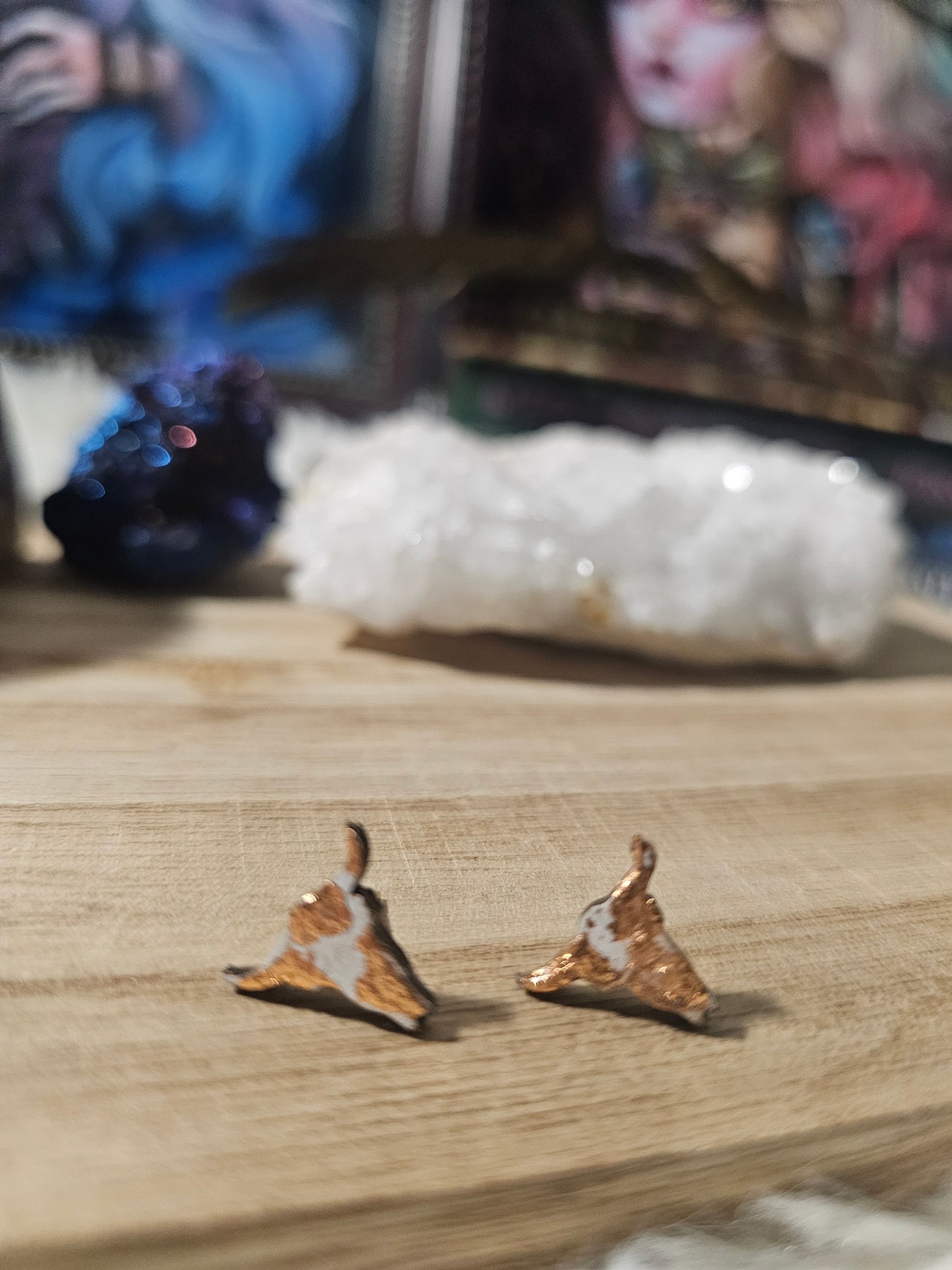 Copper Horn Stud Earrings