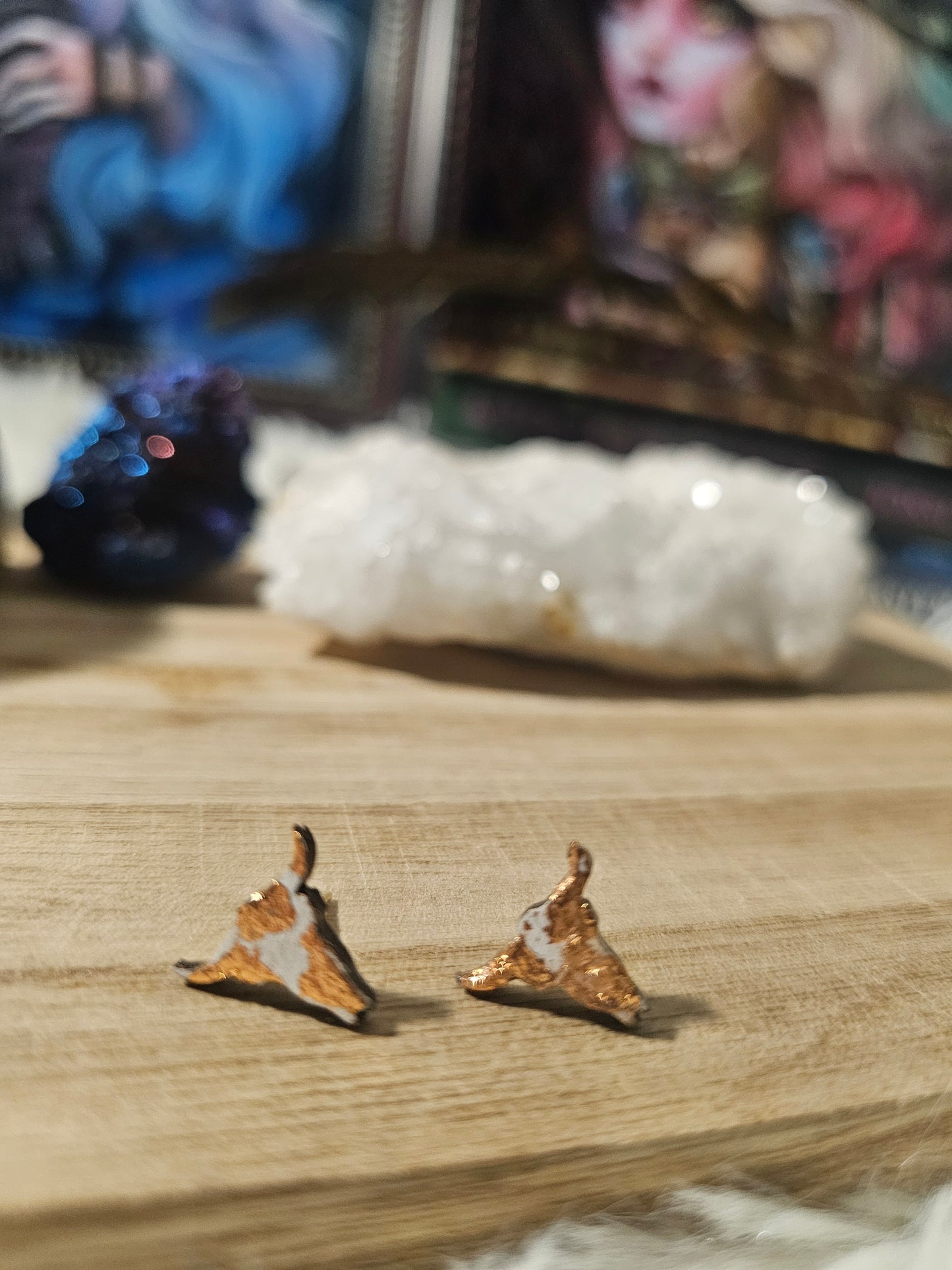 Copper Horn Stud Earrings