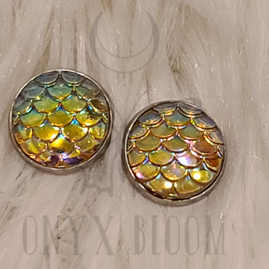 Golden Honey Scale Stud Earrings