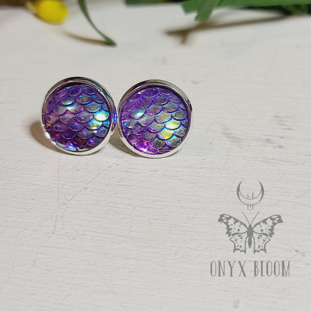 Lavender Scale Stud Earrings