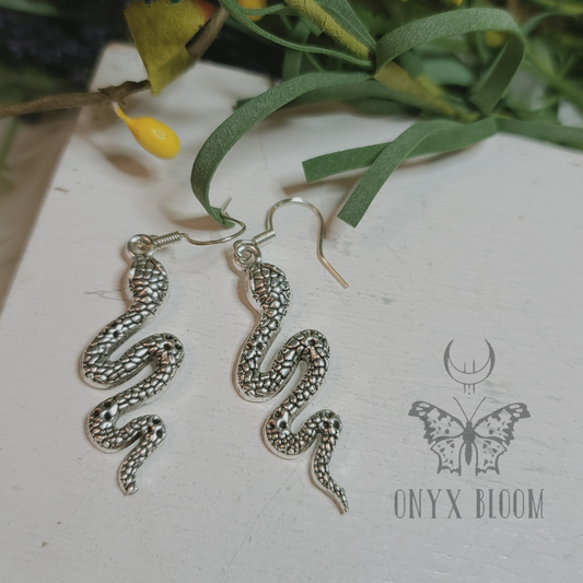 Silver Snake Earrings