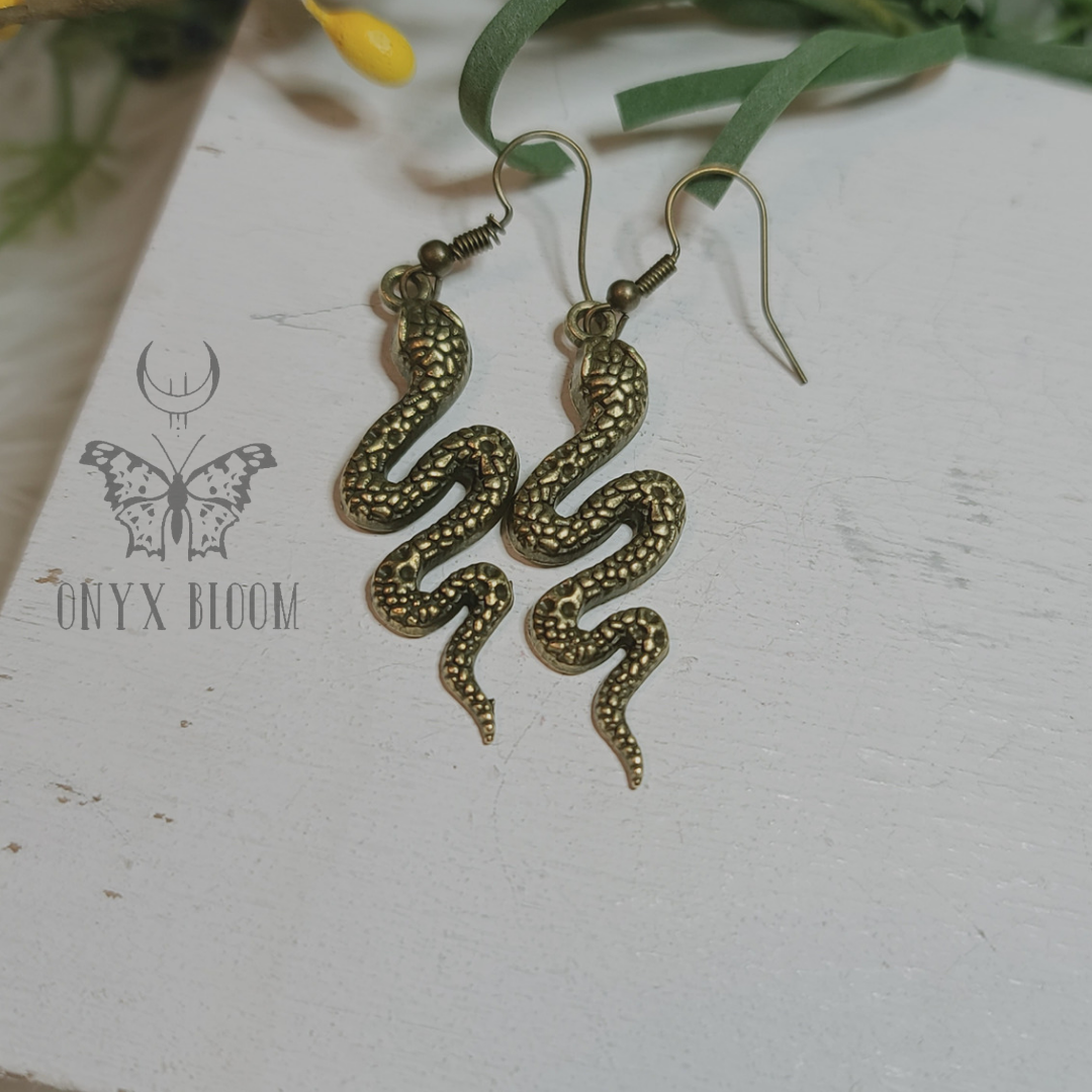 Brass Snake Earrings