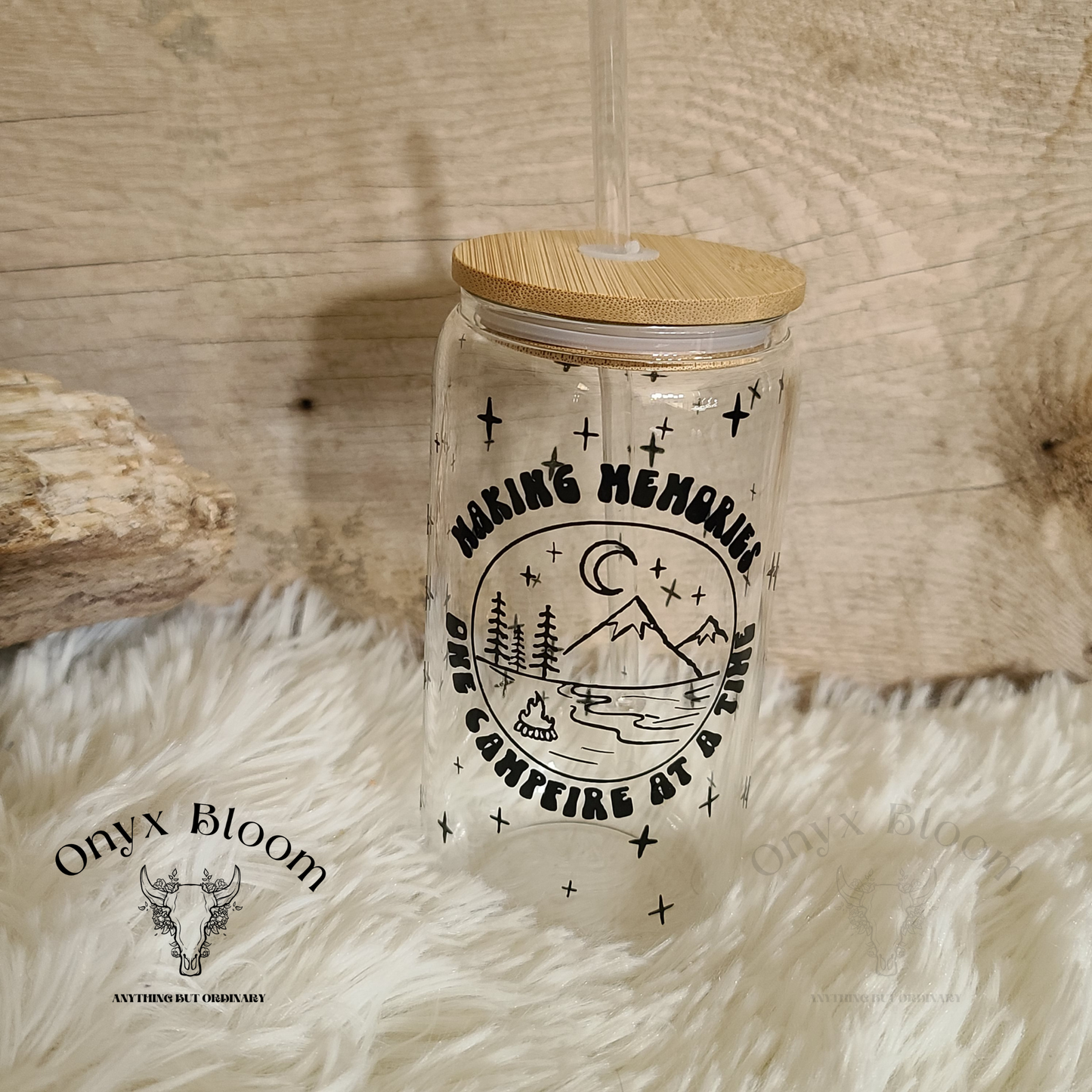 Making memories Glass Cup with bamboo lid