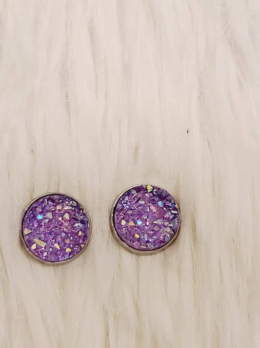 Lavender Druzy Mica Srud Earrings