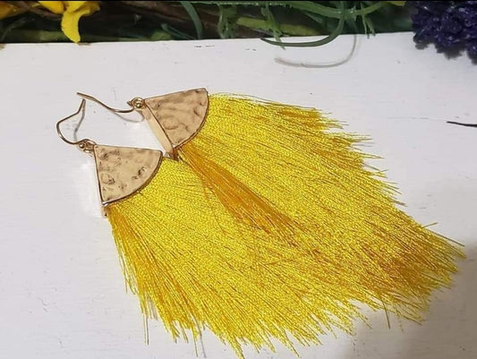 Dafidell Yellow Fringe Earrings