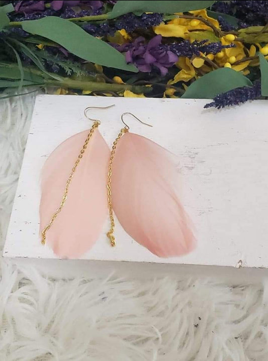 Pink Feather Earrings